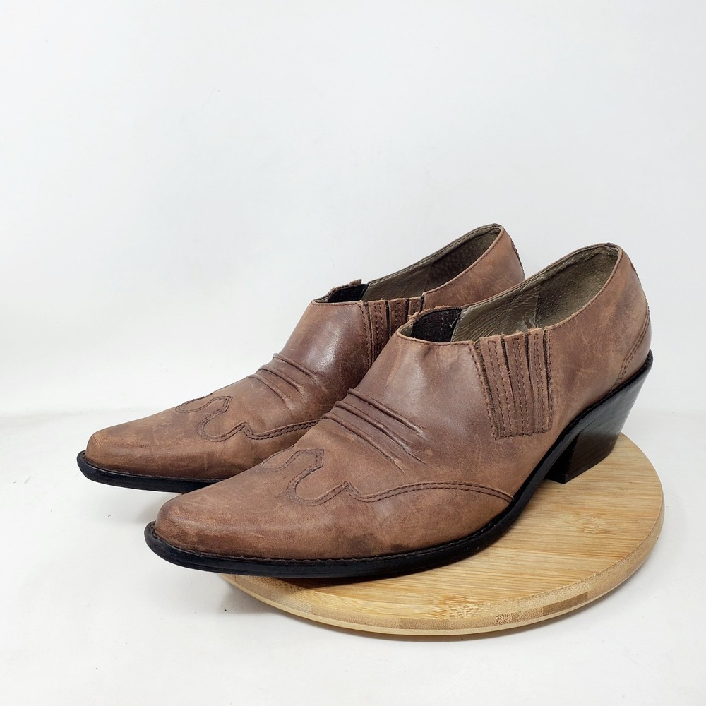 Matisse Western Boots Womens 10 Wingtip Brown Leather‎ Shootie Low Pump Shoes